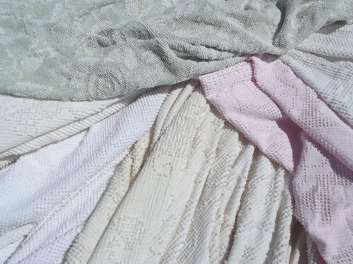 vintage cotton chenille bedspread lot,  tufted candlewick spreads etc.