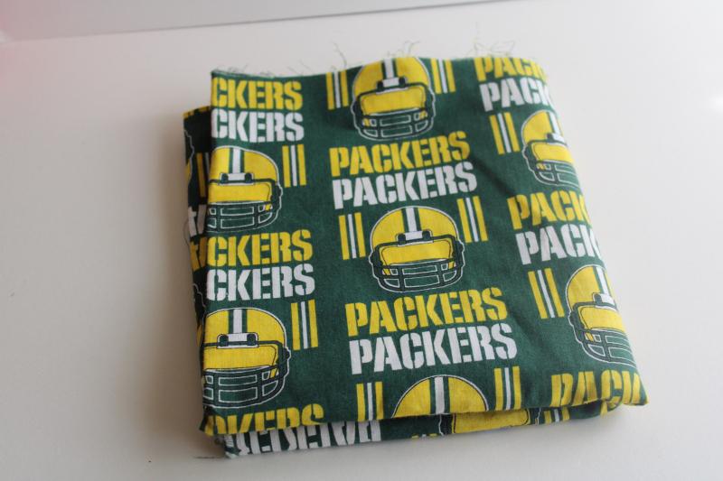 vintage cotton fabric Green Bay Packers football helmets print green & gold
