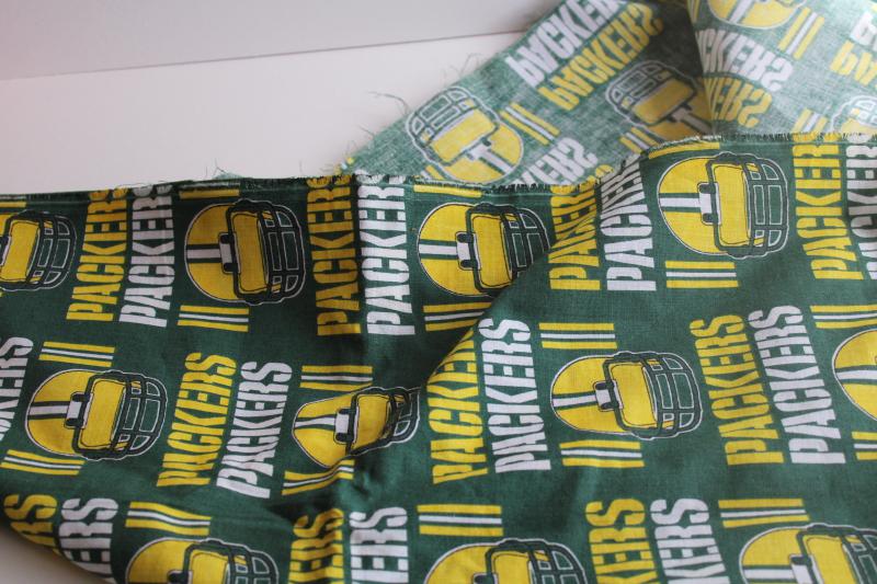 vintage cotton fabric Green Bay Packers football helmets print green & gold