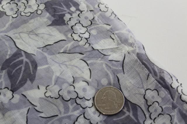 vintage cotton fabric, light floaty dress material soft grey floral print