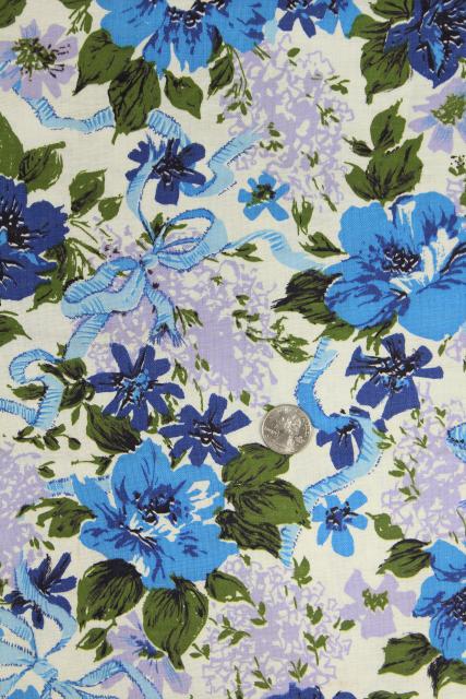 vintage cotton fabric lot lavender & purple prints, retro girly florals