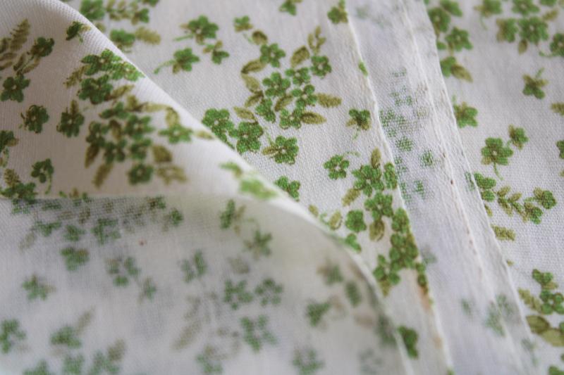 vintage cotton fabric, moss green tiny flowers print, prairie girl floral calico