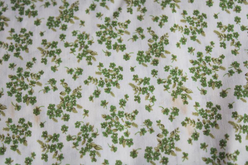 vintage cotton fabric, moss green tiny flowers print, prairie girl floral calico