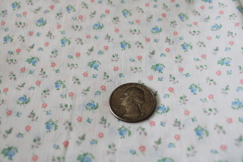 vintage cotton fabric prairie girly floral print on white, cool  pretty for summer