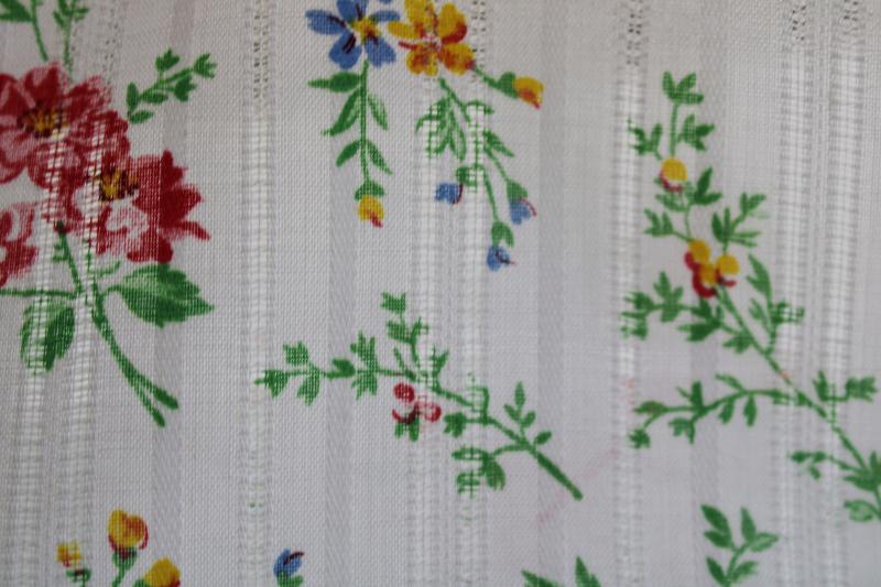 vintage cotton fabric w/ prairie girly floral print, sheer woven stripe voile