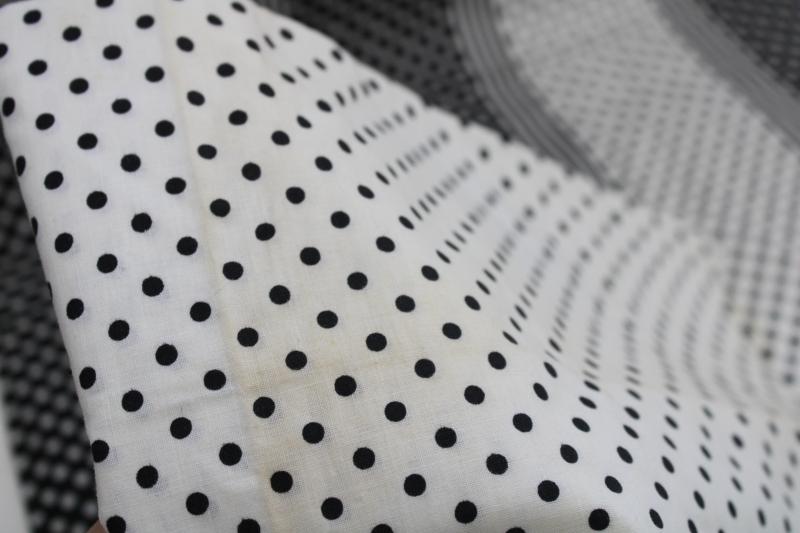 vintage cotton fabric quilting weight black & white dots polka dotted prints