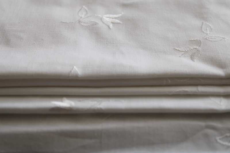 vintage cotton fabric white on white embroidery, 60  wide for wedding decor sewing