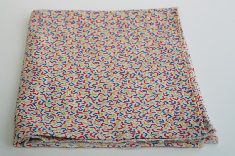 vintage cotton feed sack fabric, retro mid-century confetti print bright colors