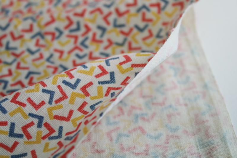 vintage cotton feed sack fabric, retro mid-century confetti print bright colors