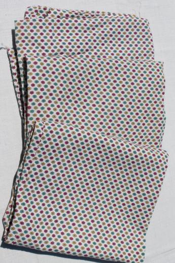 vintage cotton feedsacks w/ chain stitching, matching prints for quilting fabric or pillowcases