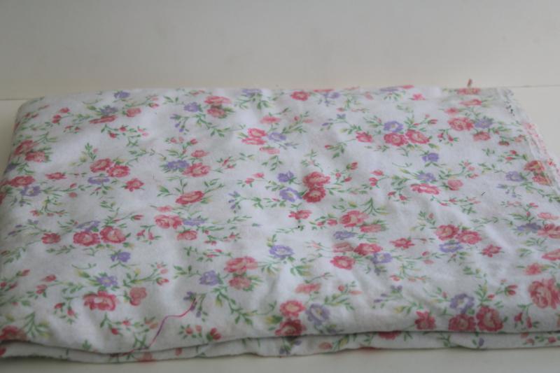 vintage cotton flannel fabric w/ granny chic flowered print, lavender & pink floral