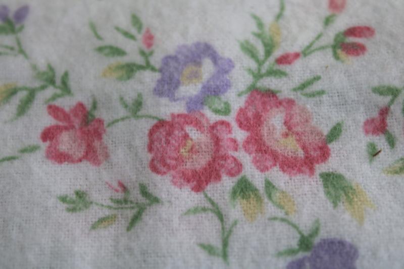 vintage cotton flannel fabric w/ granny chic flowered print, lavender ...