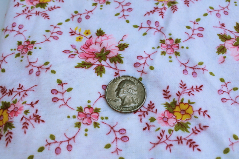 vintage cotton flannel fabric, prairie girl granny country chic floral print