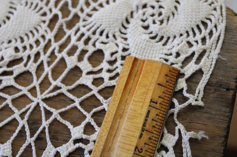 vintage cotton lace tablecloth, handmade crochet lace granny chic bohemian style