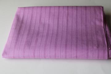 vintage cotton / poly fabric, sheer woven stripe voile lilac purple solid color