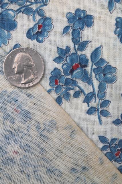 vintage cotton print feedsack fabric lot, red, white, blue farm feed sacks grain bags