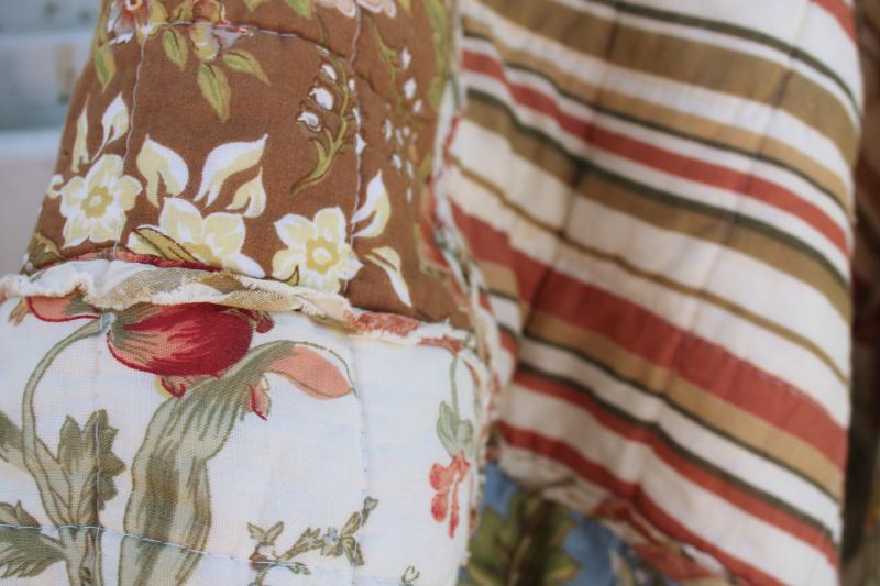 vintage cotton rag quilt queen size square patchwork prairie girl style florals