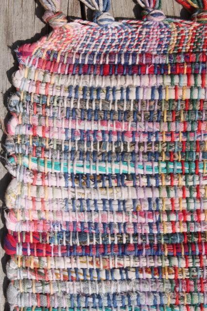 vintage cotton rag rug, scatter or throw rug, country primitive farmhouse style