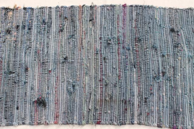 vintage cotton rag rug, stair runner or long hall rug, country primitive farmhouse style