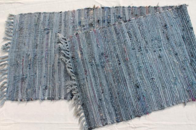 vintage cotton rag rug, stair runner or long hall rug, country primitive farmhouse style