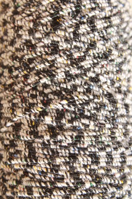 vintage cotton / rayon nubby chenille yarn or embroidery thread, baker's twine black & white
