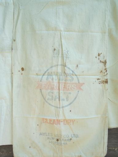 vintage cotton sugar & flour sacks, old feedsack fabric w/ faded printing 