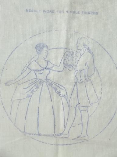 vintage cotton sugar sack, feedsack fabric w/ stamped to embroider design 