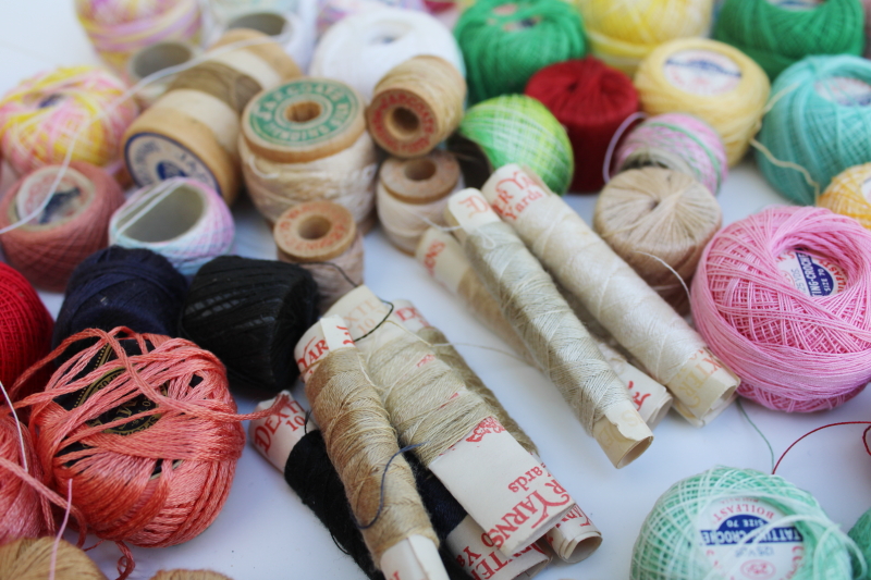 Vintage Crochet Thread Lot Lace Making Tatting Supplies 