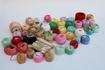 vintage cotton thread for lace crochet, tatting, embroidery, mending, lots of colors