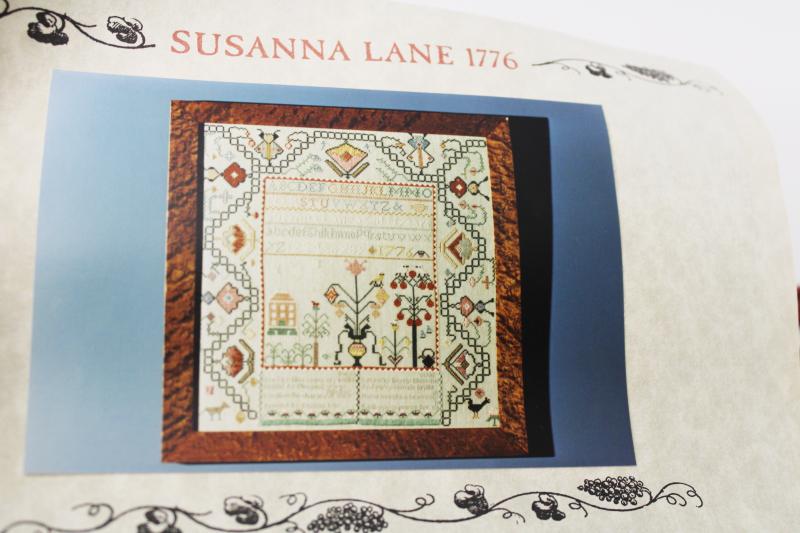 vintage counted cross stitch kit, antique reproduction sampler flax linen & embroidery floss