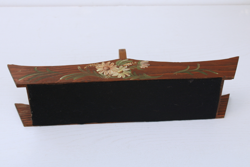 vintage country cottage style hand painted wood caddy, table box for salt  pepper shakers etc