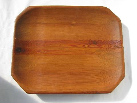vintage country primitive, big old pine wood bread tray bowl
