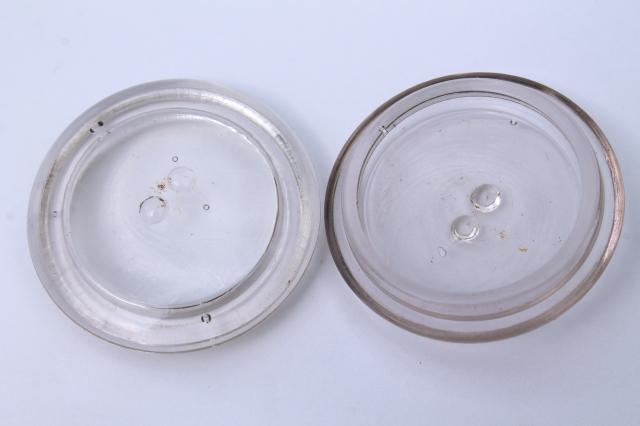 vintage cream or milk bottles, old half-pint bottle w/ wire bail glass lids