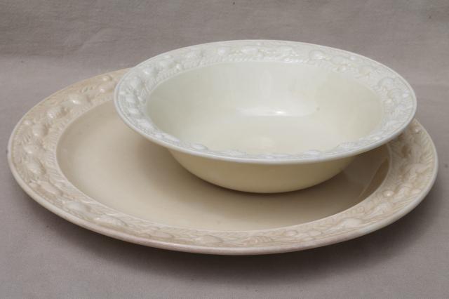 vintage creamware china cake plate & bowl w/ Della Robbia border, Adams - England Titian Ware