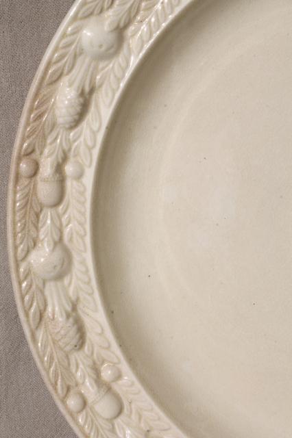 vintage creamware china cake plate & bowl w/ Della Robbia border, Adams - England Titian Ware