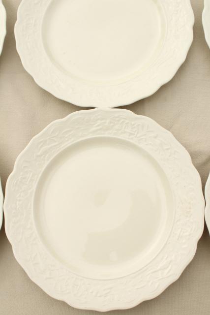 vintage creamware china plates, Vogue embossed border Mount Clemens pottery