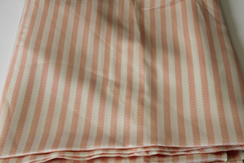 vintage crepe de chine fabric, blush pink  ivory stripe silky soft silk or poly
