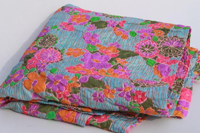 vintage crinkle pucker texture lightweight poly 'silk' fabric, print water lilies on pond