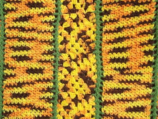 vintage crochet afghan blanket, soft and cozy autumn harvest colors