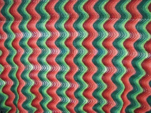 vintage crochet afghan, wool yarns in natural browns & greens