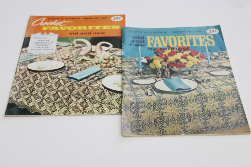 vintage crochet booklets, lace doilies, tablecloths, linens, lot of digest size pattern books