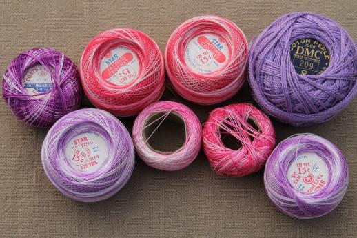 vintage crochet cotton thread, pearl cotton embroidery floss & fine lace tatting thread