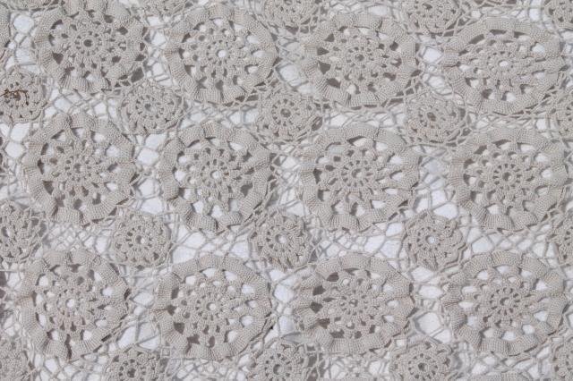 vintage crochet lace bedspread, queen bed cover handmade in cotton thread crocheted lace