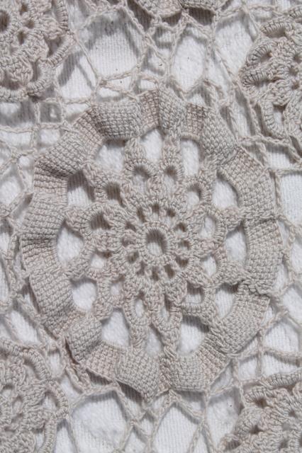 vintage crochet lace bedspread, queen bed cover handmade in cotton thread crocheted lace