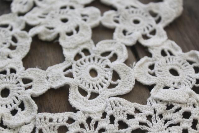 vintage crochet lace flower basket pattern, three piece chair set, cottage chic