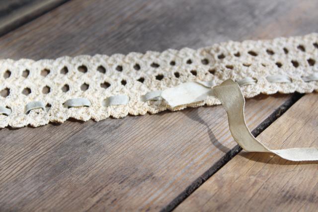 vintage crochet lace frames, handmade wide edging in square rectangular shapes