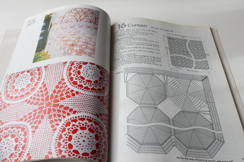 vintage crochet lace pattern book, tablecloths, bedspreads etc published in Japan 1980