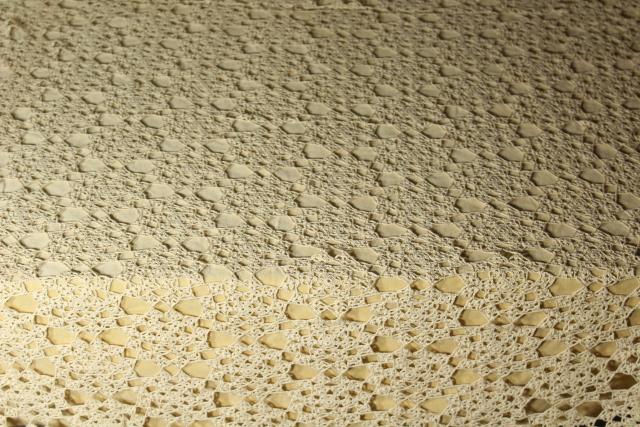vintage crochet lace tablecloth, shabby chic lacy spider web round doily motifs