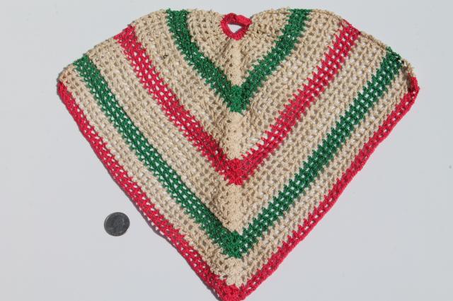 vintage crocheted dish cloths, 1940s handmade crocheted dishcloths / potholders