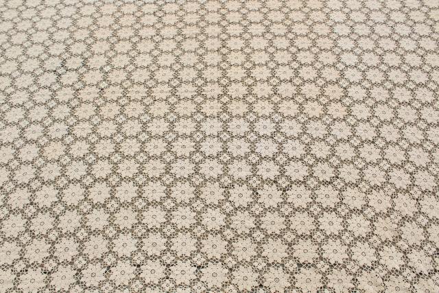 vintage crocheted lace bedspread, ecru cotton crochet flower motifs ,shabby chic cottage style